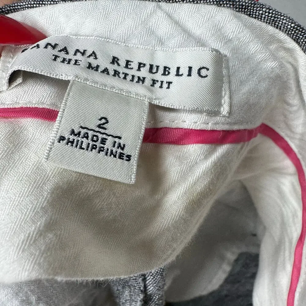 Banana Republic The Martin Fit Linen Dress Pants Gray Women’s‎ 2 Tailored Work